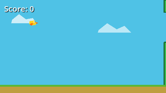 GPT-5.6 Sol's Flappy Bird at default effort: bird, clouds, pipes, score label