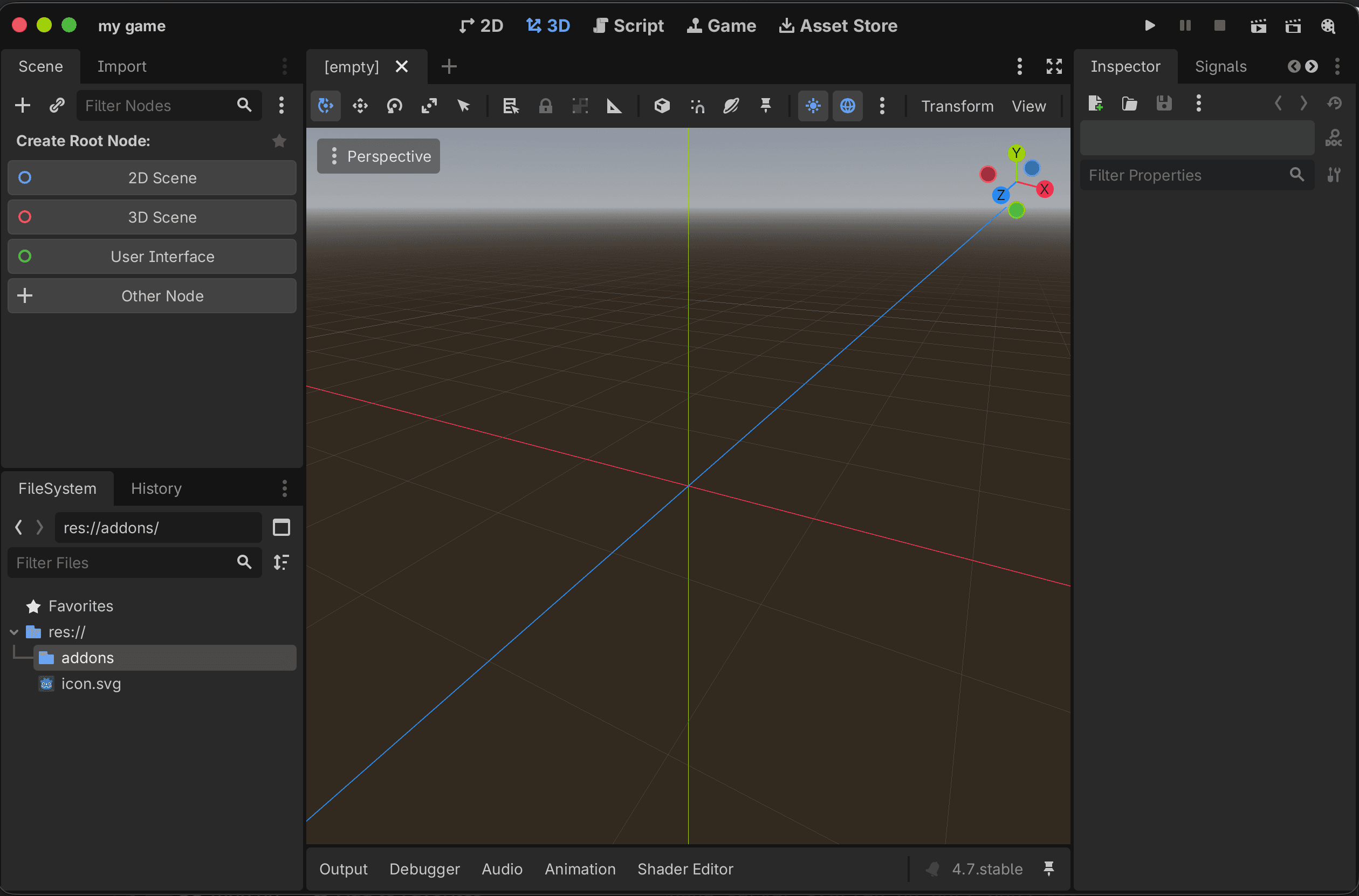 Right-click menu in Godot FileSystem showing 'Open in File Manager' option