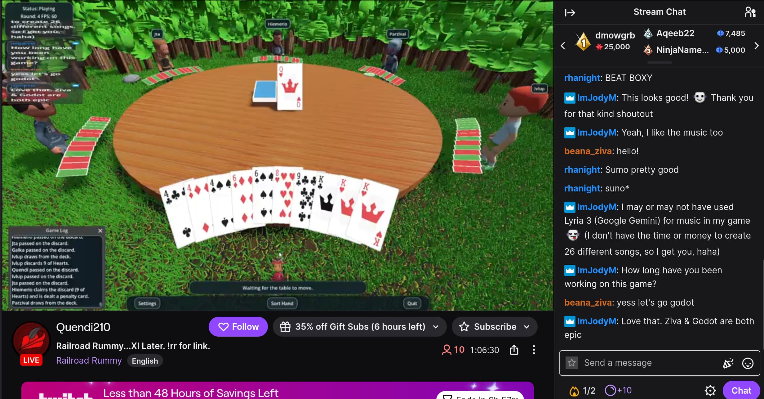 Railroad Rummy card game being played around a round table