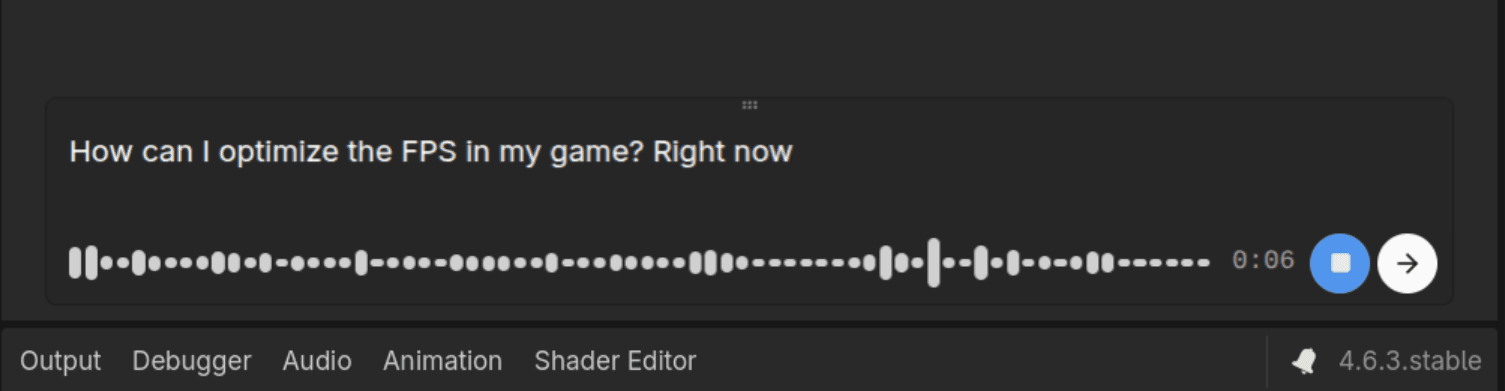 Voice-to-text turning speech into a prompt in Ziva