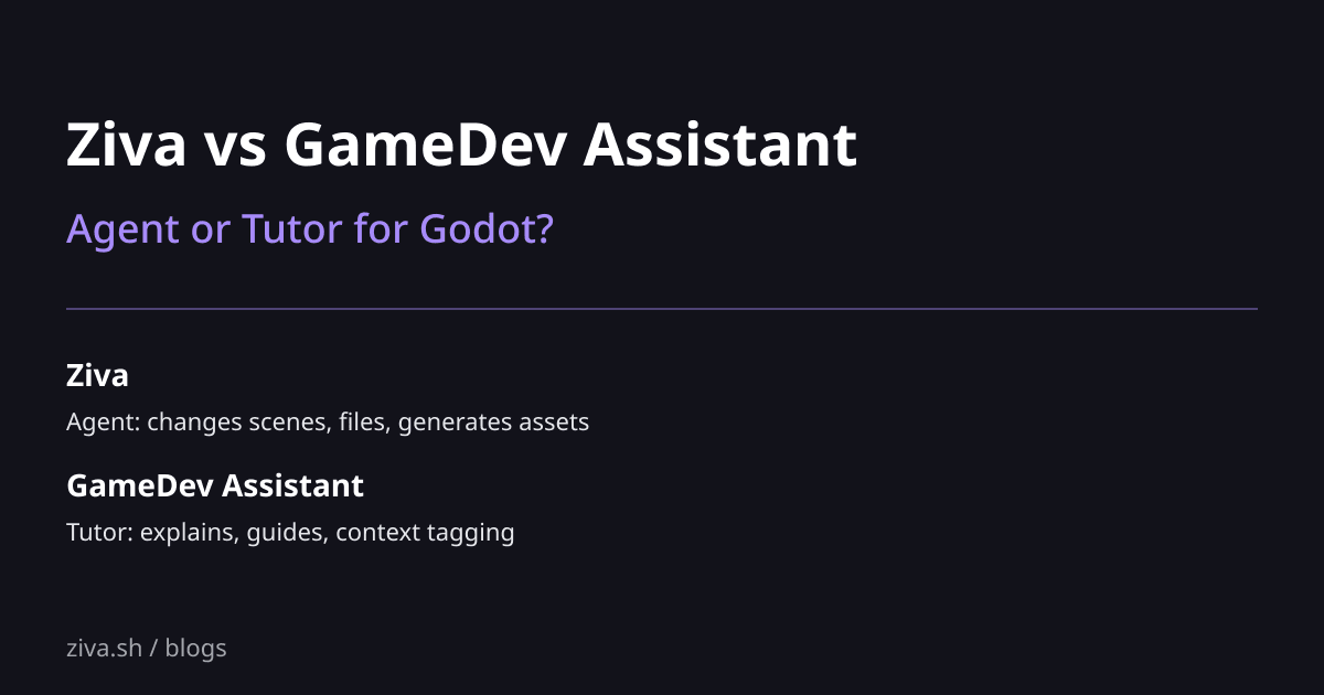 Ziva vs GameDev Assistant: Agent or Tutor for Godot