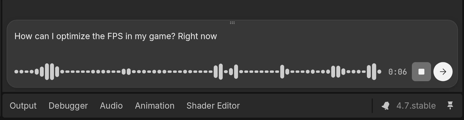 Ziva recording a spoken prompt with the voice-input waveform visible